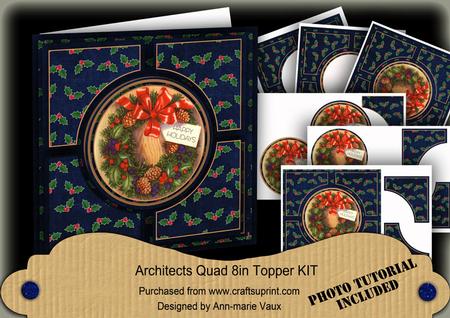 Holly Wreath Dblue Architects Quad 8in Cf Kit