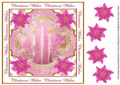 Cerise Candles Christmas Wishes Lattice Corner 8in Topper