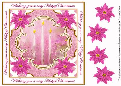Cerise Candles Christmas Wishes Lattice Corner 8in Topper