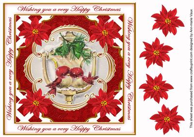 Lovebirds Red Happy Christmas Lattice Corner 8in Topper
