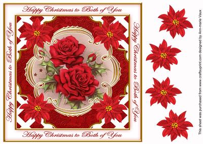 Red Roses Both of You Lattice Corner 8in Topper