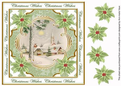 Winter Pub Christmas Wishes Lattice Corner 8in Topper