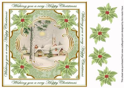 Winter Pub Christmas Wishes Lattice Corner 8in Topper