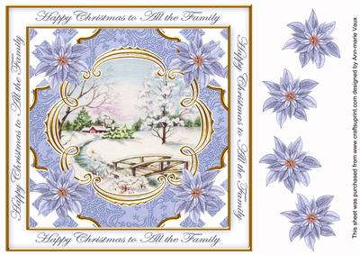 Blue Snowscene All the Family Lattice Corner 8in Topper