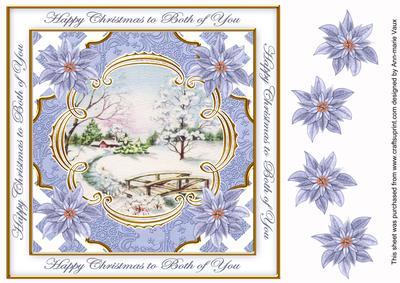 Blue Snowscene Both of You Lattice Corner 8in Topper
