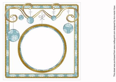 Teal Diddy Flakes Christmas Bauble 8in Insert Panel