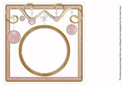 Pink Star Twinkles Christmas Bauble 8in Insert Panel
