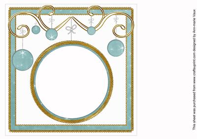 Teal Star Twinkles Christmas Bauble 8in Insert Panel