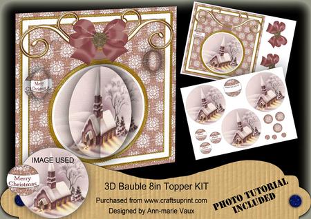 Church Lights Plum 3D Bauble 8in Card Front Mini Kit
