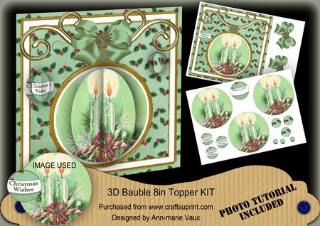 Candle Duo2 3D Bauble 8in Card Front Mini Kit