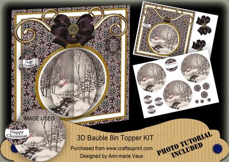 Winter Walk Black 3D Bauble 8in Card Front Mini Kit