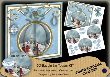 Rooftops Blue 3D Bauble 8in Card Front Mini Kit