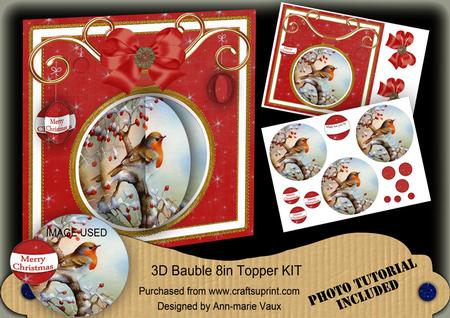 Red Robin 3D Bauble 8in Card Front Mini Kit