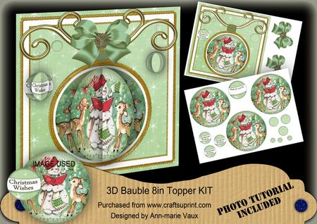 Snowman Reading 3D Bauble 8in Card Front Mini Kit