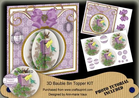Lilac Postbox 3D Bauble 8in Card Front Mini Kit
