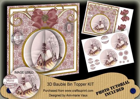 Church Lights Flake 3D Bauble 8in Card Front Mini Kit