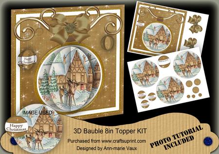 Reindeer Duo 3D Bauble 8in Card Front Mini Kit