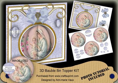 Mother Mary Blue 3D Bauble 8in Card Front Mini Kit