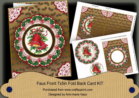 Christmas Bells Doily Gold Faux Fold Back Card Mini Kit