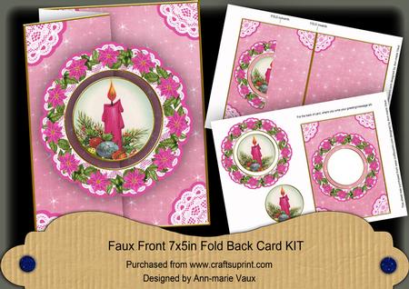 Cerise Candle Doily Faux Fold Back Card Mini Kit