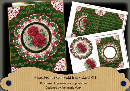 Red Roses Doily Faux Fold Back Card Mini Kit