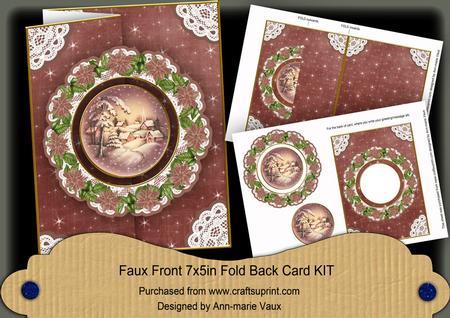 Snowy Village Doily Faux Fold Back Card Mini Kit