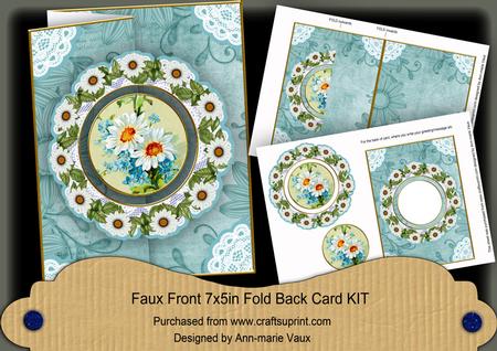 Dasiy Teal Doily Faux Fold Back Card Mini Kit