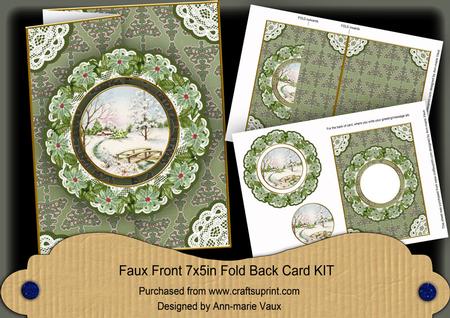 Snowscene Olive Doily Faux Fold Back Card Mini Kit