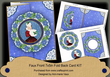 Winter Lady Doily Faux Fold Back Card Mini Kit
