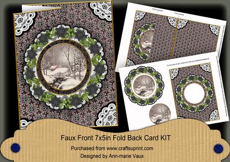 Winter Walk Doily Faux Fold Back Card Mini Kit