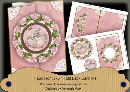Pink Rose Ring Doily Faux Fold Back Card Mini Kit
