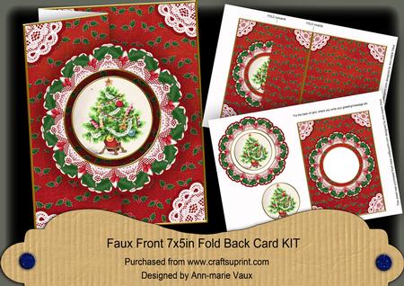 Elegant Tree Red Doily Faux Fold Back Card Mini Kit