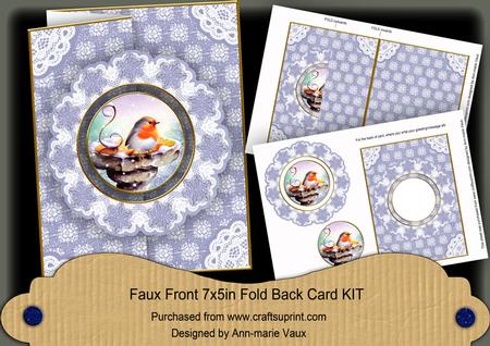 Blue Robin Doily Faux Fold Back Card Mini Kit