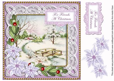 Lilac Snowscene for Friends Christmas 8in Sentiment Topper