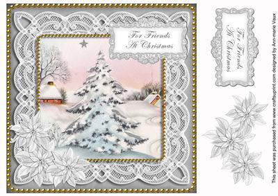 Snowtree for Friends at Christmas 8in Sentiment Topper