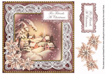 Snowy Village for Friends at Christmas 8in Sentiment Topper