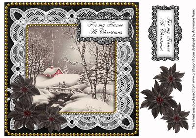 Winter Walk My Fiance at Christmas 8in Sentiment Topper