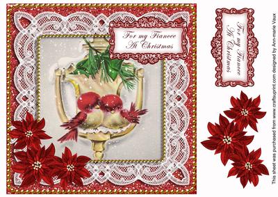 Lovebirds My Fiancee at Christmas 8in Sentiment Topper