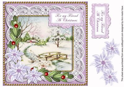 Snowscene Lilac My Friend at Christmas 8in Sentiment Topper