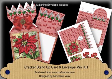 Red Poinsettia Cracker Card & Envelope Mini Kit