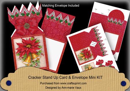 Poinsettia Bells Cracker Card & Envelope Mini Kit