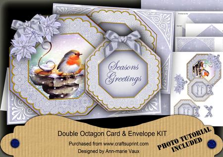 Blue Robin Seasons Greetings Double Octagon Card & E Kit