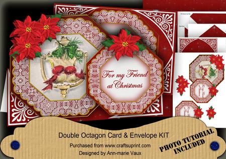 Lovebirds Friend at Christmas Double Octagon Card & E Kit