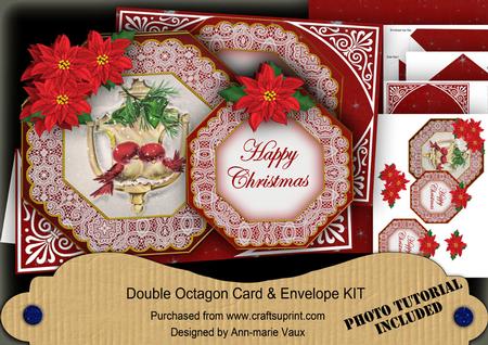 Lovebirds Happy Christmas Double Octagon Card & E Kit