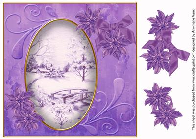 Snow Scene1 Lilac 8in Swirl Decoupage Topper