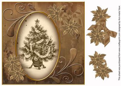 Elegant Tree Tea Toned 8in Swirl Decoupage Topper