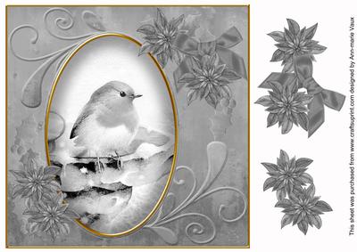Robin1 Silver Toned 8in Swirl Decoupage Topper