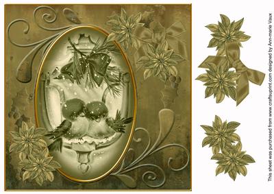 Lovebirds Olive Toned 8in Swirl Decoupage Topper