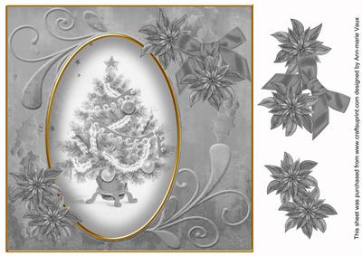 Elegant Tree Silver Toned 8in Swirl Decoupage Topper