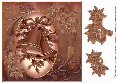 Christmas Bells Dusky Pink Toned 8in Swirl Decoupage Topper